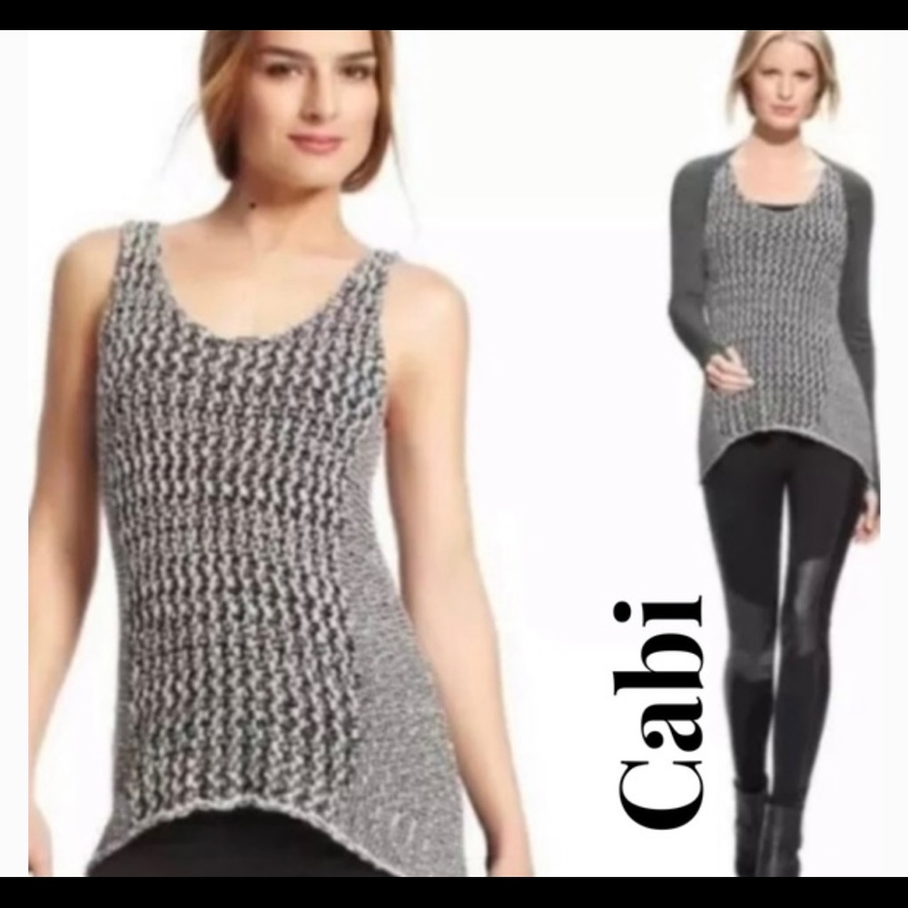 CAbi #488 Oreo Tape Yarn Knit Sweater Tank Top Hi-Lo Sleeveless